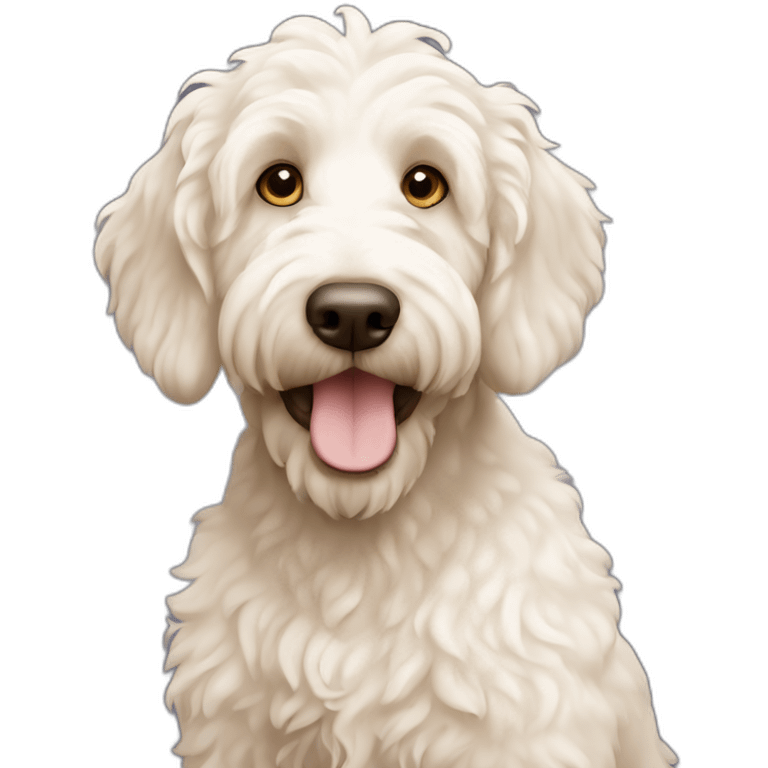 White Labradoodle with light brown nose emoji