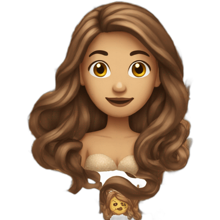 woman with very long brown hair mermaid style emoji