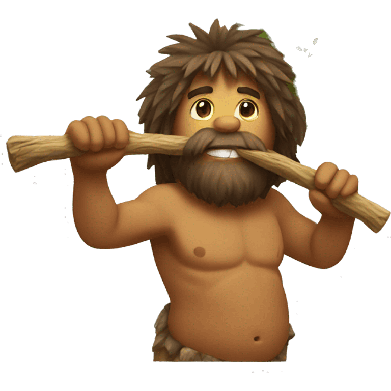 caveman chewing a stick plant emoji