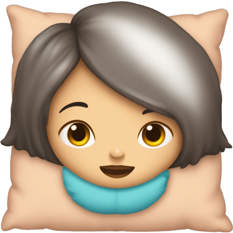 Niña morenita en una almohada dormida  emoji