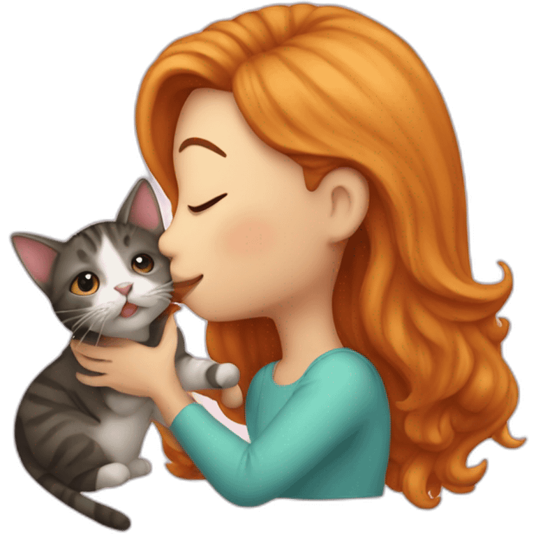 a person kisses an Organe cat emoji