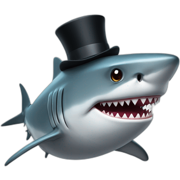 Shark with a top hat emoji