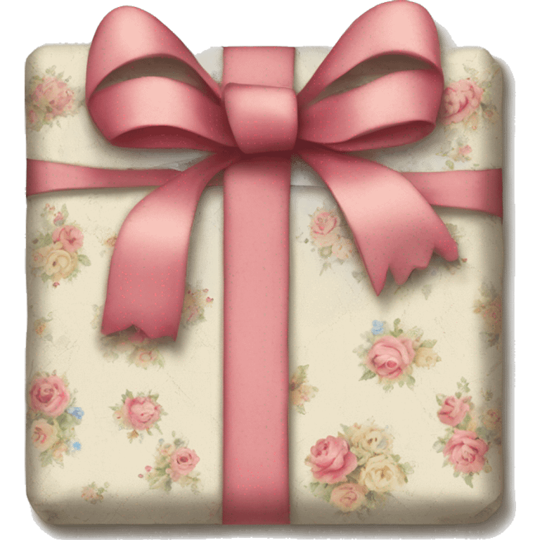 shabby chic/cottage style floral patchwork present with a bow emoji