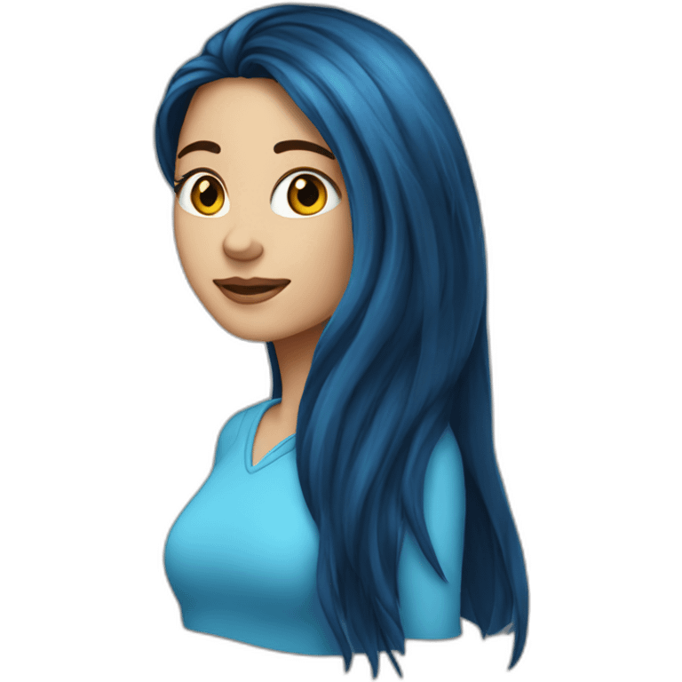 Brunette-Girl-with-long-blue-front-hair emoji