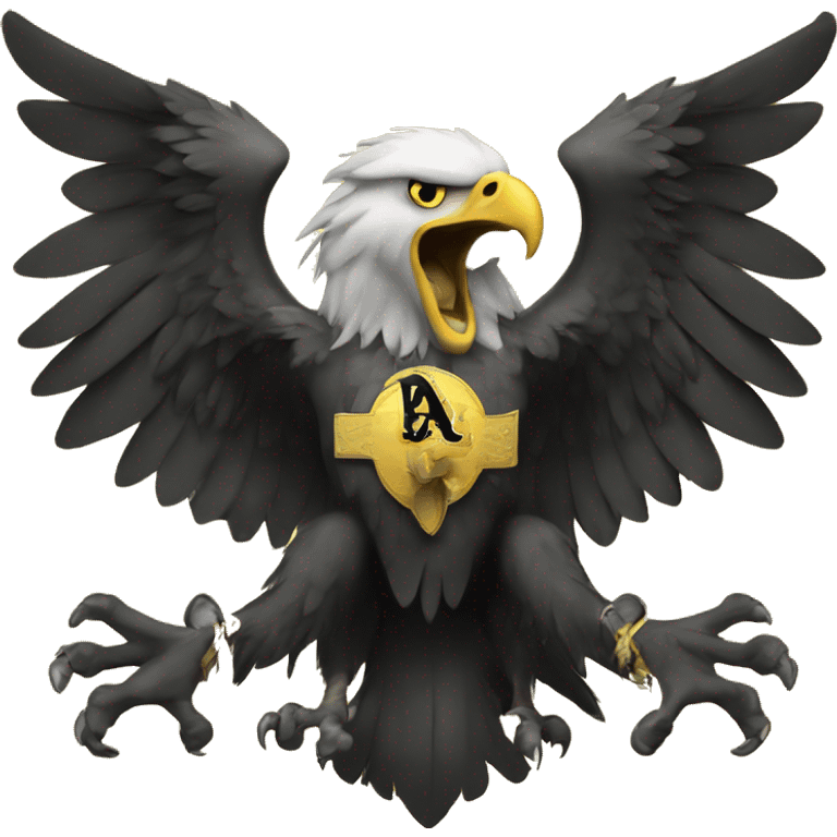 heraldic eagle with two heads, one side is yellow and other is black emoji