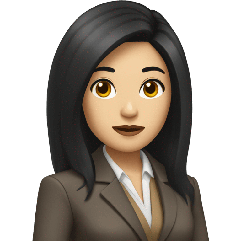 Female defense attorney with long black hair with brown suit emoji