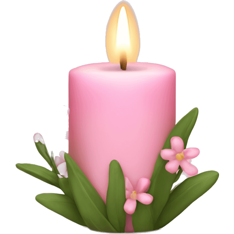 Spring candle with light pink flowers  emoji