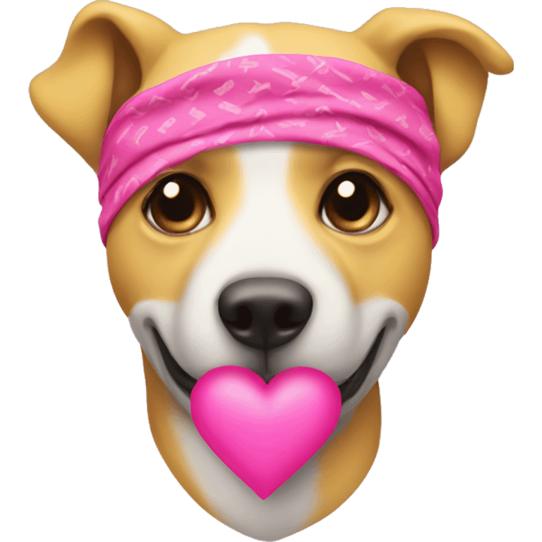 Yellow Circle Emoji with heart eyes and a pink bandanna emoji