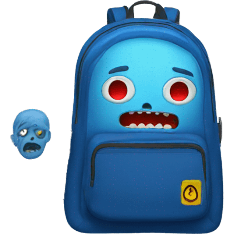 blue backpack with zombies emoji