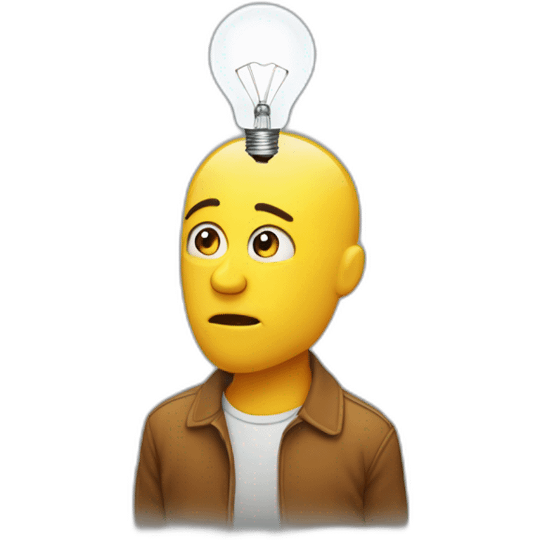 Pensive face with lightbulb on top of head  emoji