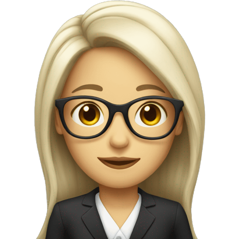 long hair lady in formal attire and glasses emoji