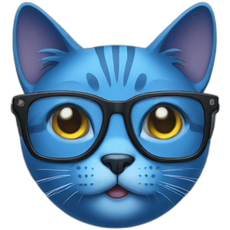 blue cat with glasses emoji