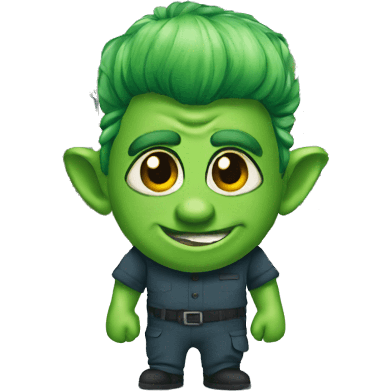 Green troll in warehouse uniform emoji