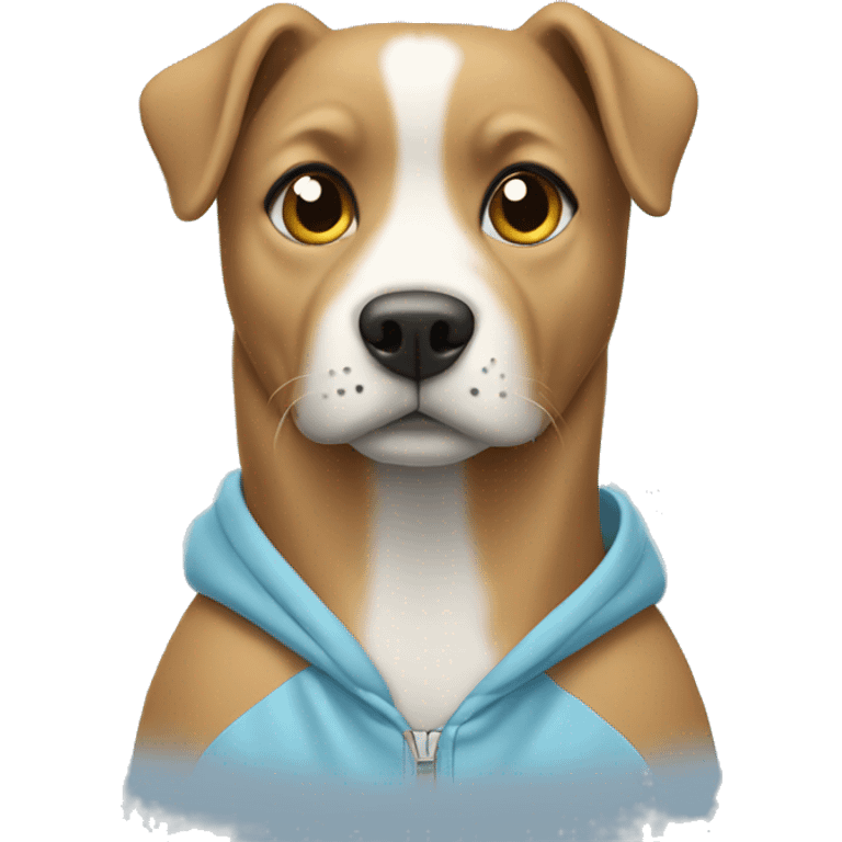 Dog wearing a light blue hoodie emoji