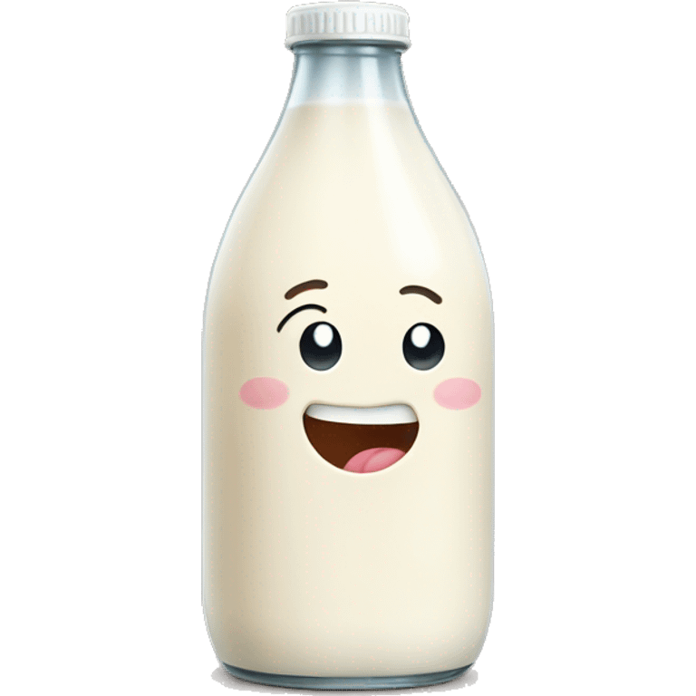 smiley drinking milk bottle with yummy expression emoji