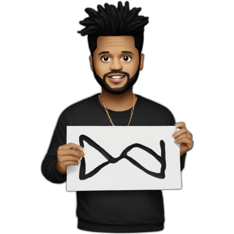 after hours the weeknd holding up sign with xo logo emoji