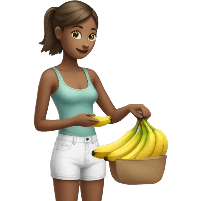 Girl buying banana emoji