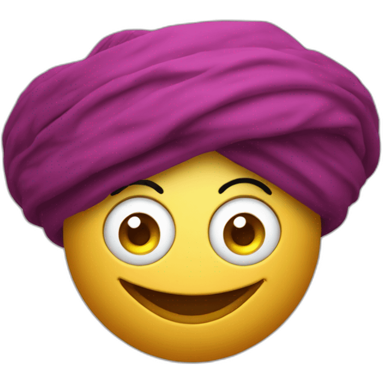 3d sphere with a cartoon genie skin texture with big happy eyes and a turban emoji