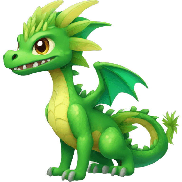 Colorful Legendary Green Jungle Grass Dragon Fakemon emoji