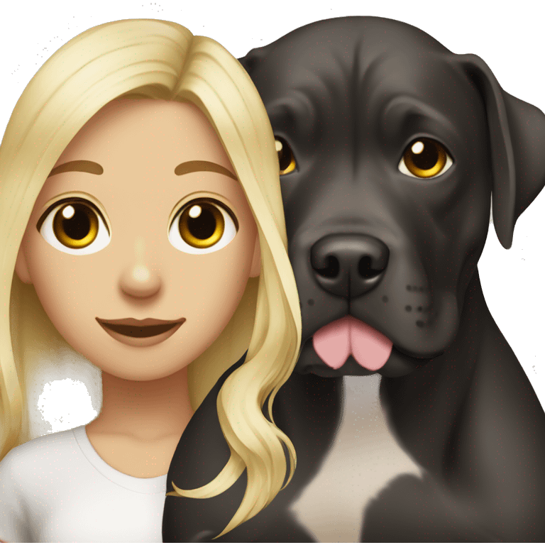 Black pitbull with a girl blonde long hair  emoji