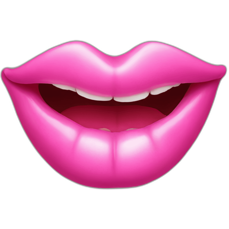 Lips biting pink emoji