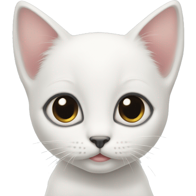 White kitten with black tail and ears emoji