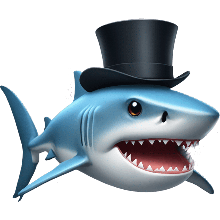 Shark with a top hat emoji