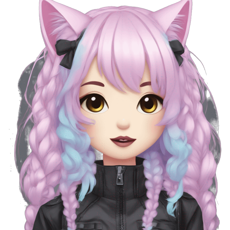 Edgy Kawaii Cute Cool Pastel Cartoon Beautiful Elegant Pretty Anime Punk Techwear Gothic Catgirl emoji