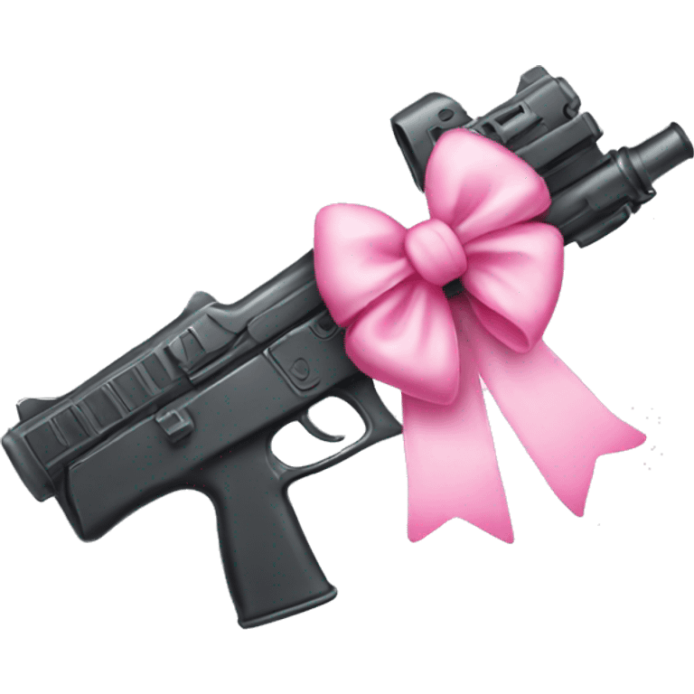 Kawaii gun with pink bow emoji