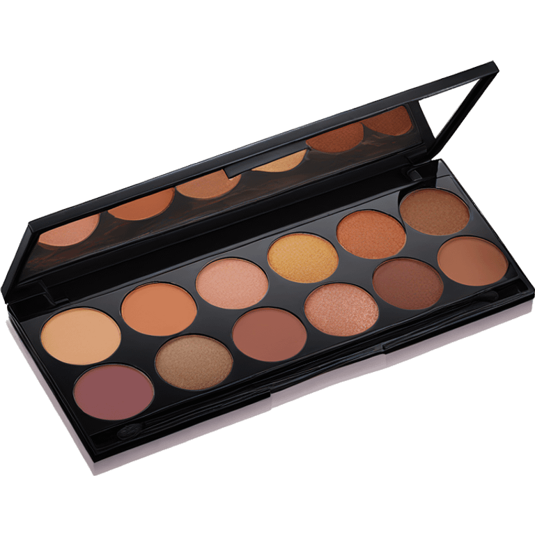 A 9-shade Dior eyeshadow palette with warm tones, embossed logos, and a clear lid. emoji