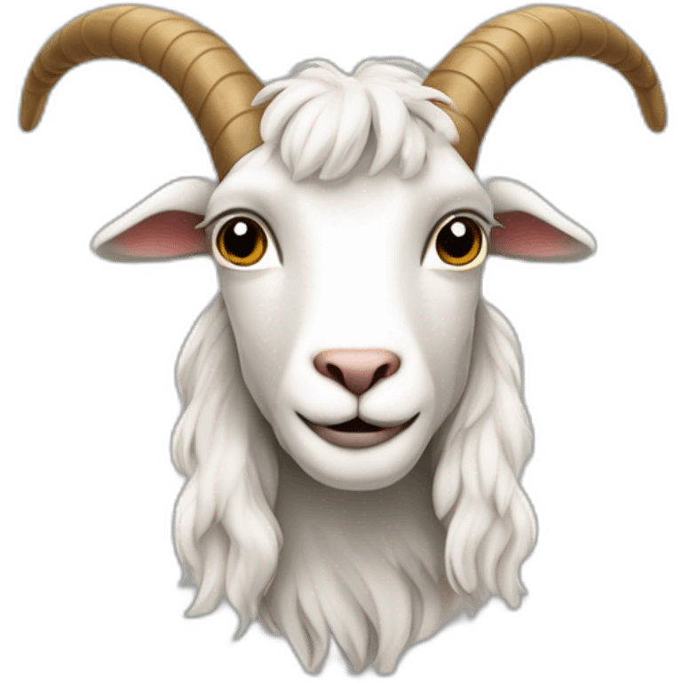 Une pardonne qui s’appelle Lucien qui a les cheveux bouclés et qui est le goat emoji