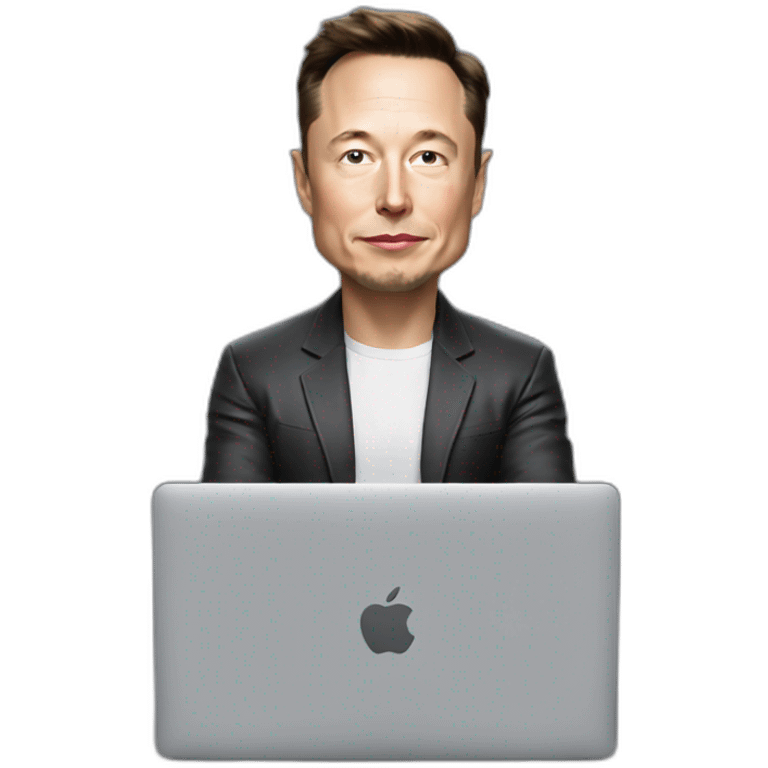 elon musk sitting using macbook emoji