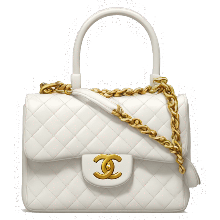 white chanel top handle bag with gold hardware emoji