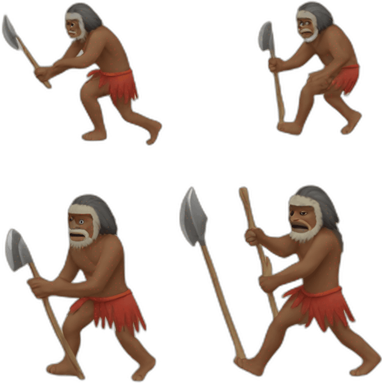 Aborigine with stone axe hunting emoji