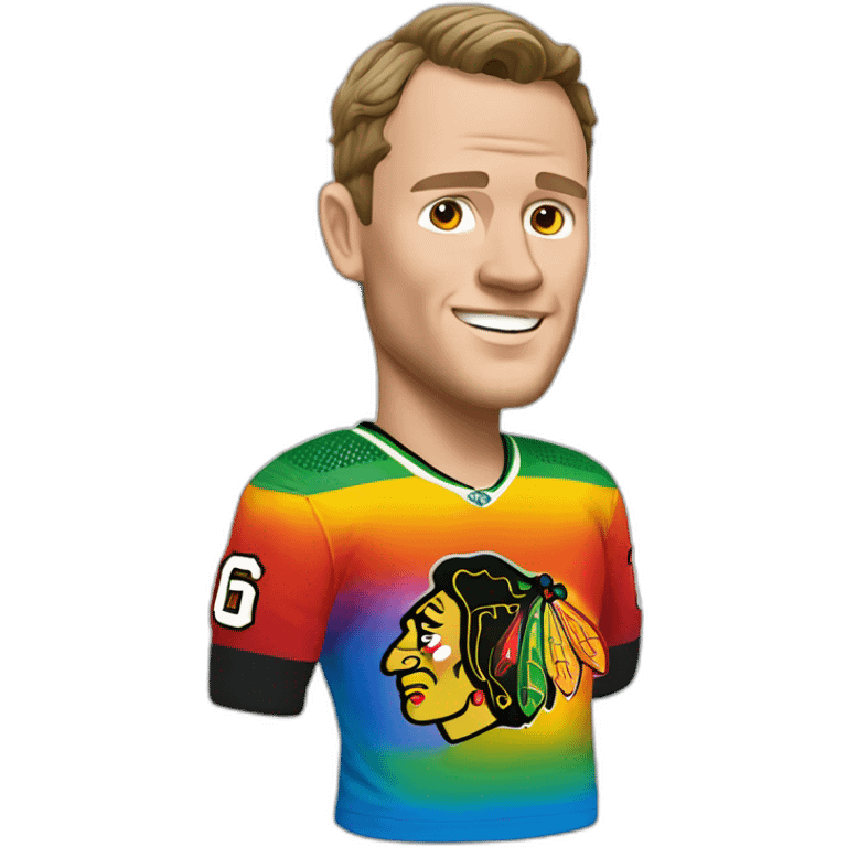 Jonathan Toews as rainbow beach bum emoji