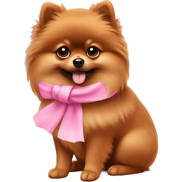 Brown Pomeranian with pink ￼ emoji