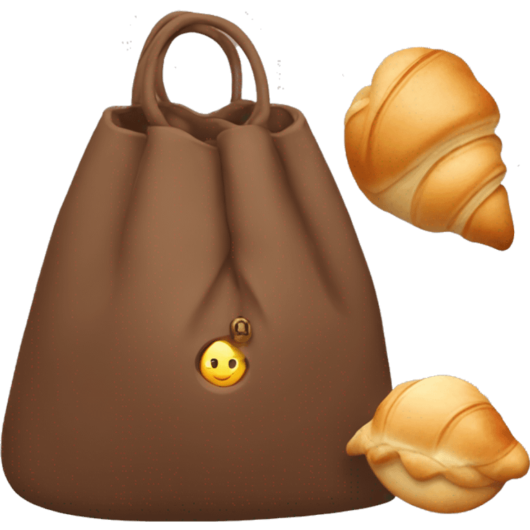 Brown polene bag with Little Croissant plushie pendant emoji