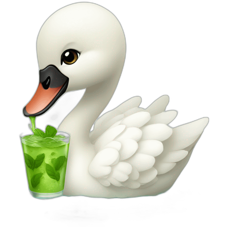 baby swan drinking mojito emoji