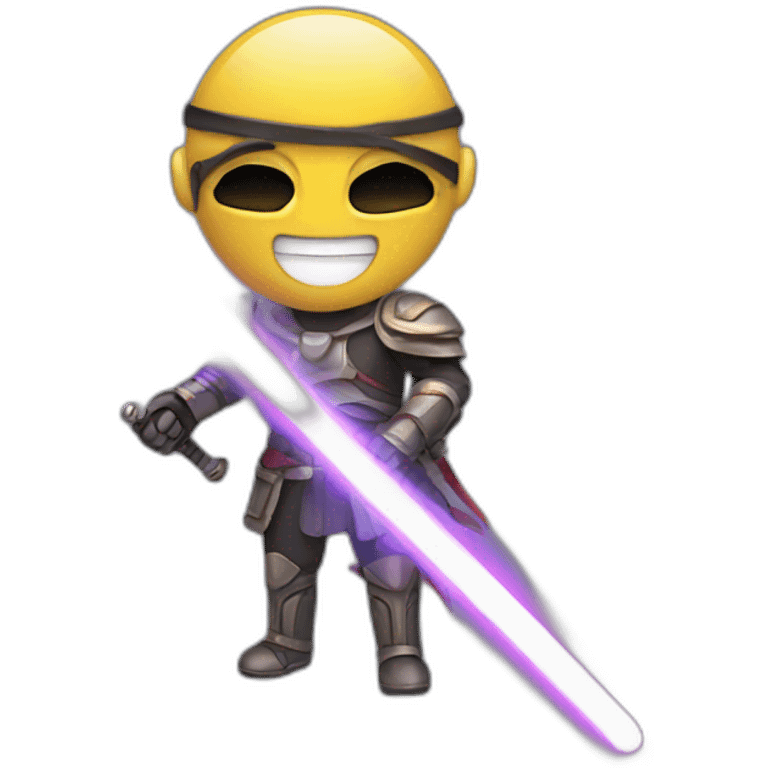 smile emoticon with a laser sword emoji