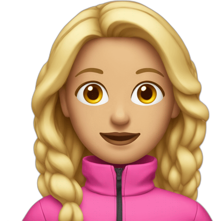 Blonde woman wearing pink ski suit emoji