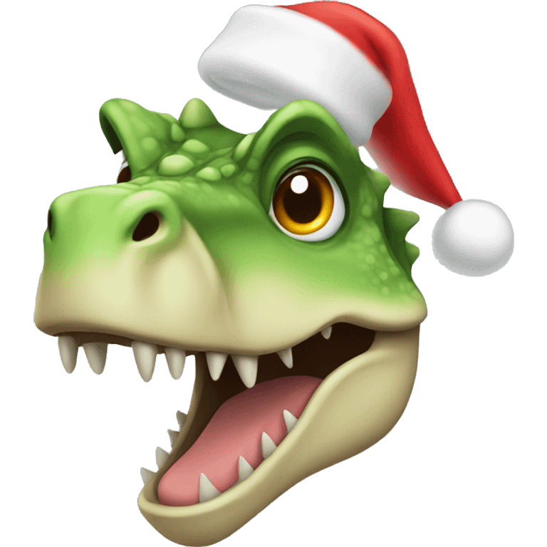 Dino in Santa hat emoji