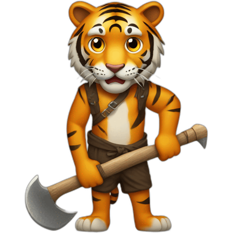 Tiger with a hand axe emoji