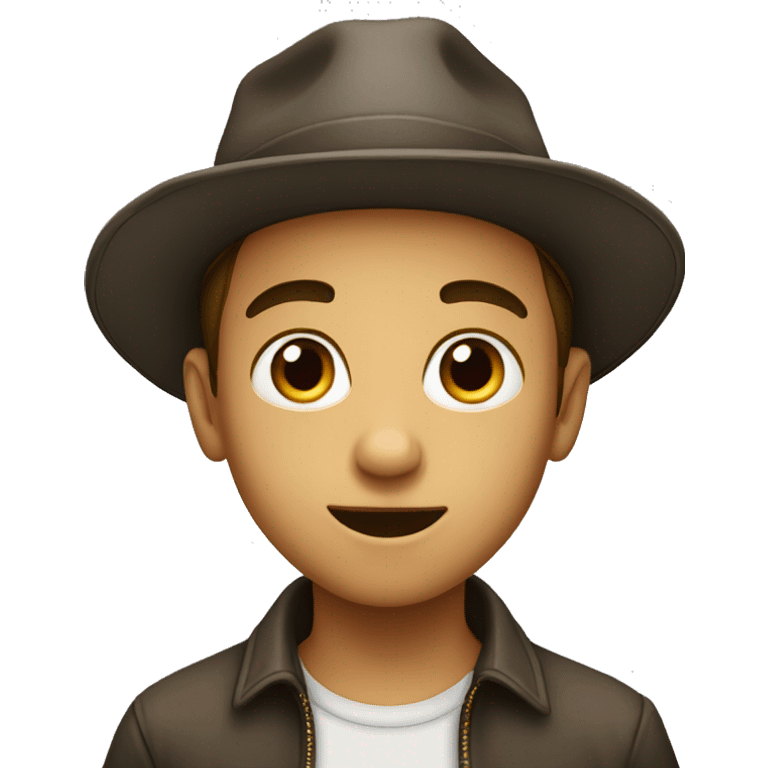 boy in hat looking at viewer emoji