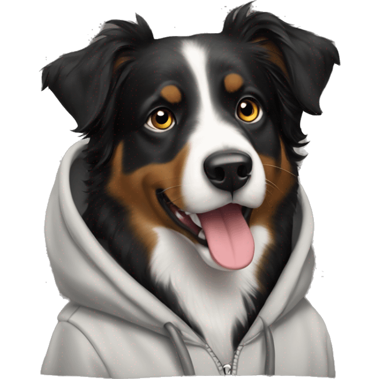 Black Australian shepherd in a hoodie emoji