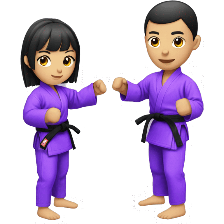 Jiu-Jitsu bright purple short bangs girl Asian sparring with her partner emoji