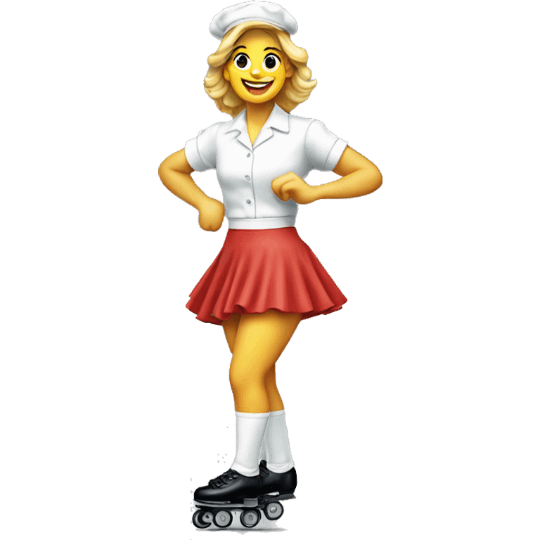 Waitress on rollerskates 1980s emoji