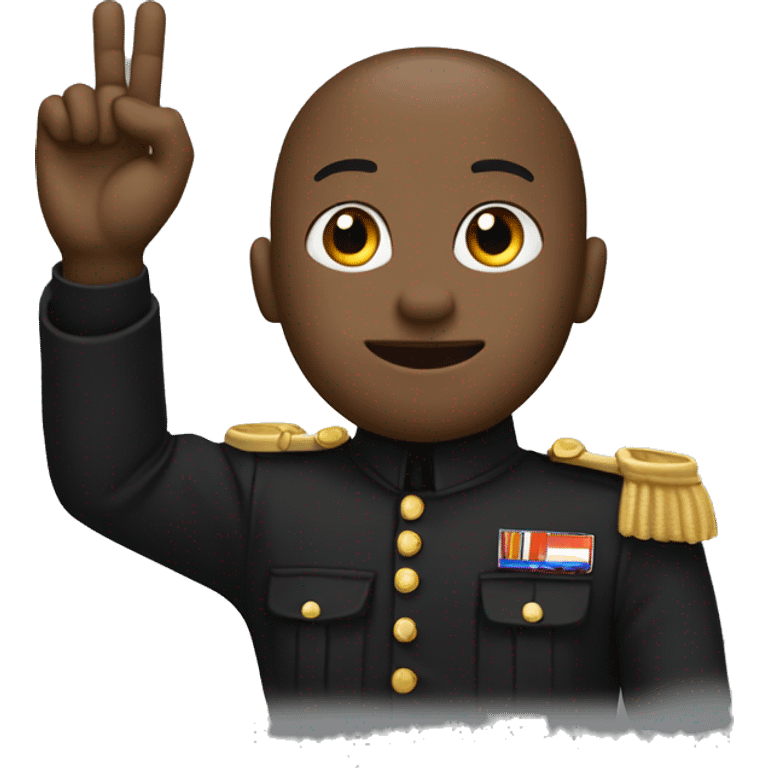 a guy in a black soldier suit raising his hand emoji