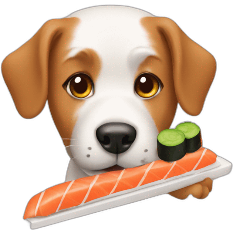 dog eating sushi emoji