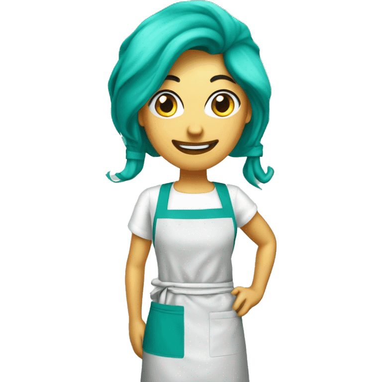 Realistic isolated teal kitchen apron  emoji