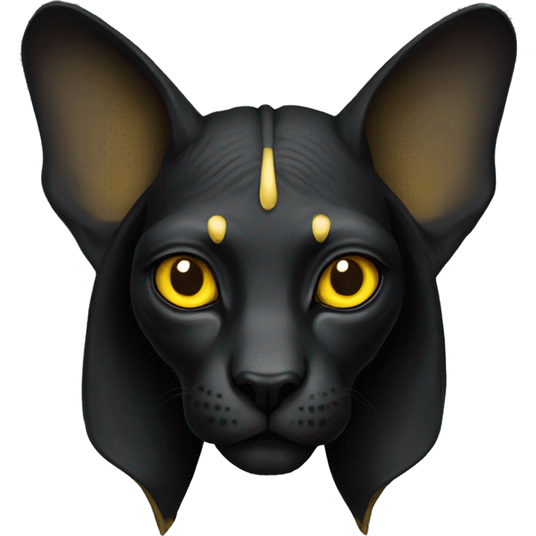 black sphinx with yellow eyes emoji